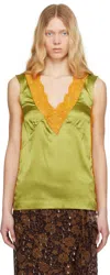 Dries Van Noten Pistachio Green Stretch Satin Ciesta Top In 607 Olive