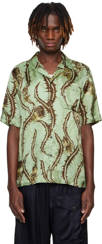 Dries Van Noten Khaki Boxy Viscose Shirt In 606 Khaki
