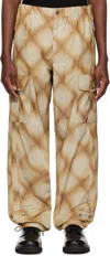 Dries Van Noten Khaki Check Cargo Pants In Rust 701