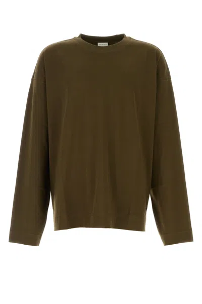 Dries Van Noten Men Khaki Cotton Hegland Oversize T-shirt In Green
