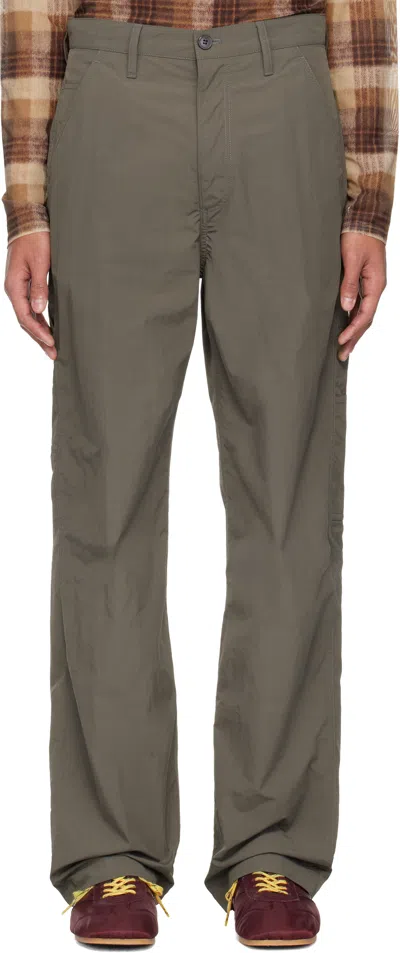 Dries Van Noten Khaki Crinkle Cargo Pants In Gray