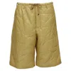 Dries Van Noten Khaki Crinkle Padded Drawstring Wide Leg Half Shorts In Green