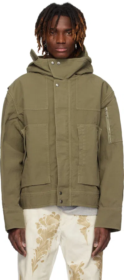 Dries Van Noten Khaki Flap Pocket Jacket In 805 Dust
