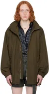 Dries Van Noten Khaki Funnel Neck Jacket In 606 Khaki
