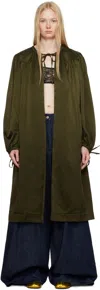 Dries Van Noten Khaki Gathered Coat In 606 Khaki