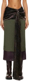 Dries Van Noten Khaki Layered Midi Skirt