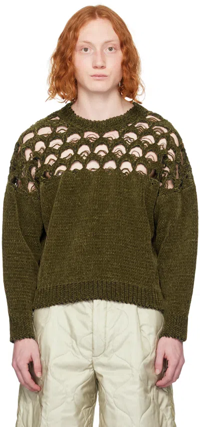 Dries Van Noten Khaki Loose Thread Sweater In 606 Khaki