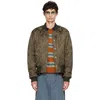 Dries Van Noten Khaki Pattern Bomber Jacket In Brown