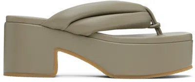 Dries Van Noten Khaki Platform Sandals In 601 Light Green