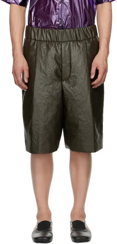 Dries Van Noten Khaki Pleated Shorts In 606 Khaki