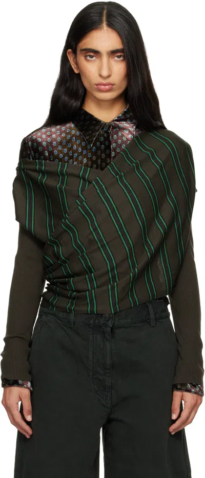 Dries Van Noten Khaki Wrap Sweater