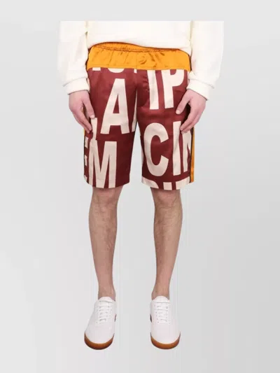 Dries Van Noten Knee Length Striped Graphic Print Shorts In Multi