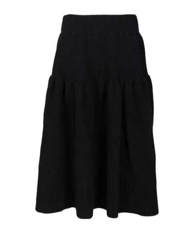 Dries Van Noten Wool Twill Midi Skirt Skirts Black