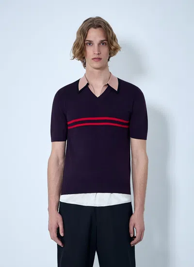 Dries Van Noten Knit Polo Shirt In Black