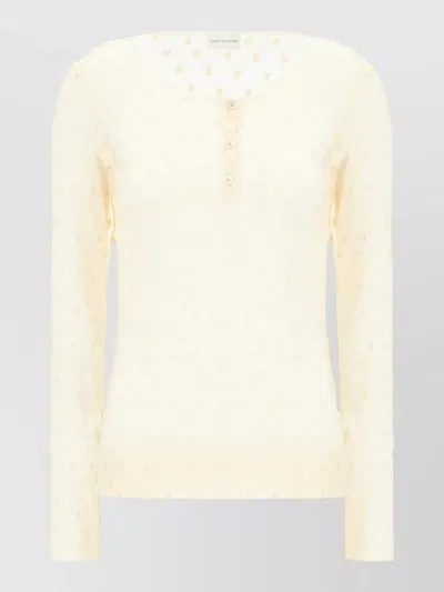 Dries Van Noten Knit Top Long Sleeves Round Neck Buttons In Gray