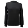 Dries Van Noten Knitted Crewneck Sweater In Black Merino Wool In Blue