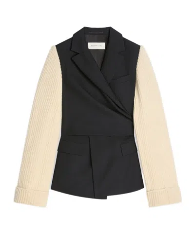 Dries Van Noten Knitted Sleeves Wool Blazer In Black