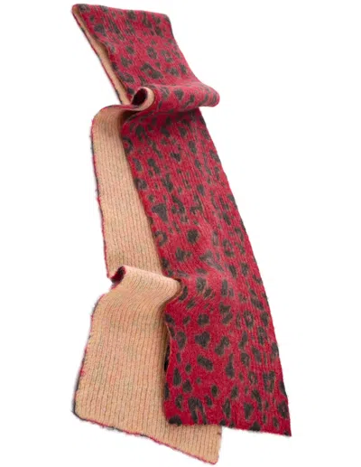 Dries Van Noten Knitted Wool Scarf In Red