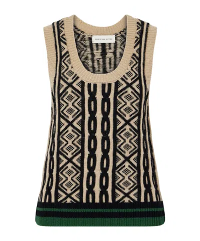Dries Van Noten Knitted Wool Vest In Multi