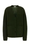 Dries Van Noten Bottle Green Alpaca Blend Oversize Cardigan In Animal Print