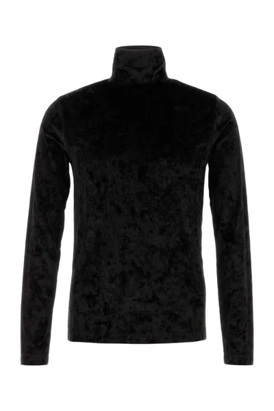 Dries Van Noten Velvet T-shirt Heyze High Collar In Black
