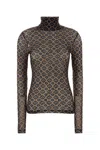 Dries Van Noten Printed Stretch Tulle Hoyser T-shirt In Brown