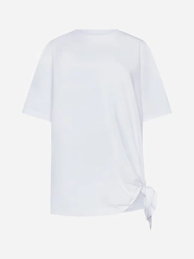 Dries Van Noten Womens White Relaxed-fit Knot-detail Cotton-jersey T-shirt