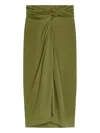 Dries Van Noten Knotted Jersey Midi Skirt In Green