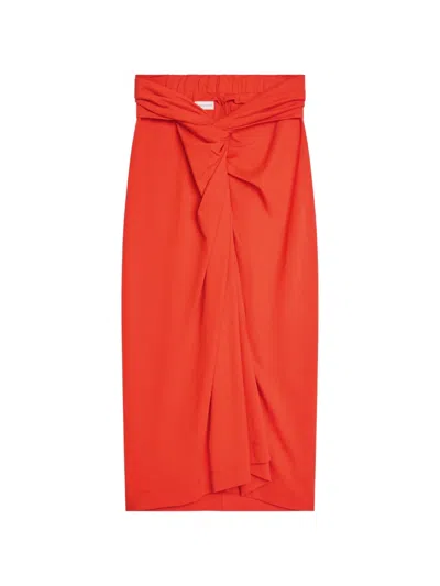 Dries Van Noten Knotted Jersey Midi Skirt In Red