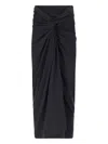Dries Van Noten Draped Cotton Jersey Maxi Skirt In Black