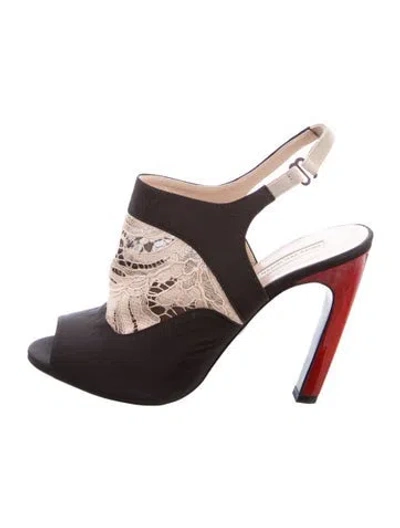 Pre-owned Dries Van Noten Lace Pattern Lace Trim Embellishment Slingback Sandals