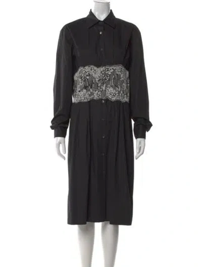 Pre-owned Dries Van Noten Lace Pattern Midi Length Dress In Black