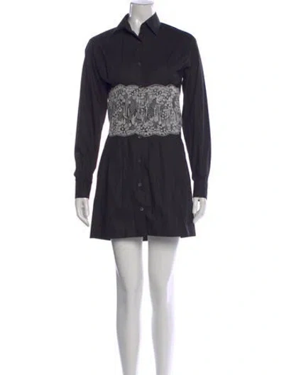 Pre-owned Dries Van Noten Lace Pattern Mini Dress In Blue