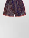 Dries Van Noten Lace Trim Elastic Waistband Textured Fabric Shorts