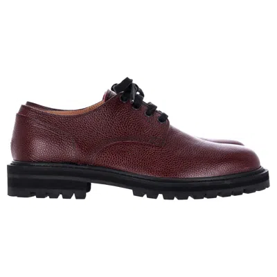 Dries Van Noten Lace-up Derby Shoes In Burgundy Leather In Red