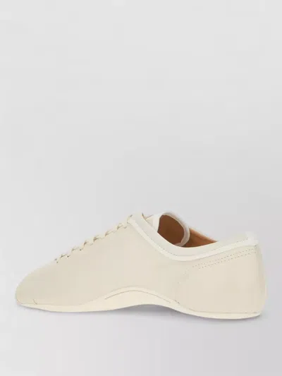 Dries Van Noten Lace Up Low Top Round Toe Ballerina In Neutral