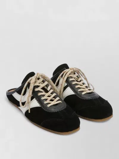 Dries Van Noten Lace Up Shoes Contrast Panel Rubber Sole In Black