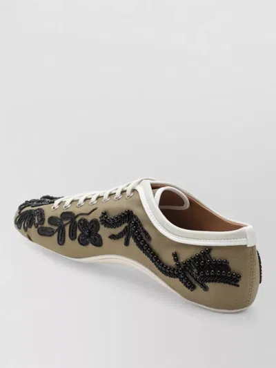 Dries Van Noten Lace Up Shoes Contrasting Trim Embellished In Animal Print