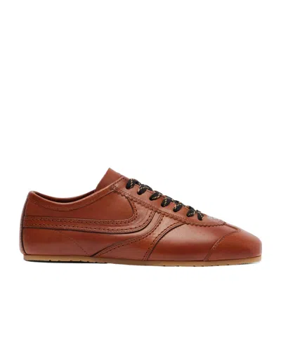 Dries Van Noten Tan Leather Sneakers In Brown