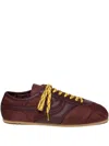 Dries Van Noten Low-top Nylon Running Sneakers With Leather Inserts In Burgundy