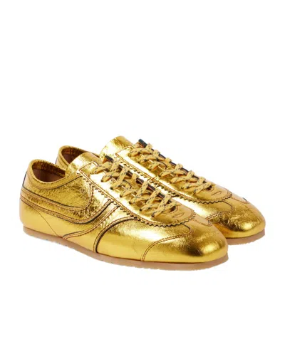 Dries Van Noten Lace-up Sneakers In Gold
