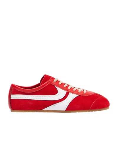 Dries Van Noten 70s Marathon Spirit Suede Low-top Sneakers In Red