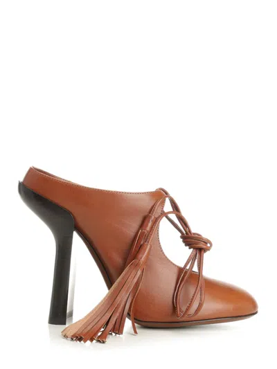 Dries Van Noten Cutout Lace-up Heeled Pumps In Brown
