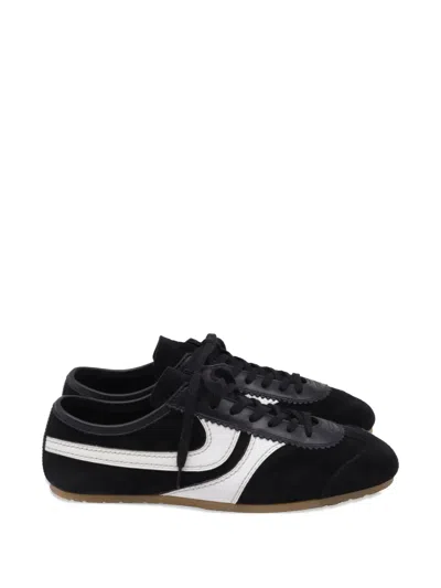 Pre-owned Dries Van Noten Lace-up Suede Sneakers In Black