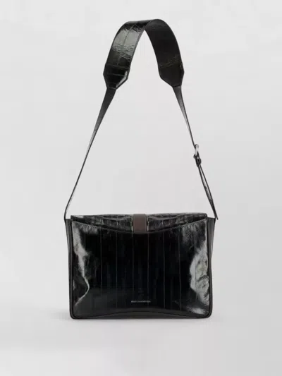 Dries Van Noten Lambskin Paneled Shoulder Bag In Black