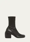 DRIES VAN NOTEN LAMBSKIN ZIP BLOCK-HEEL BOOTIES