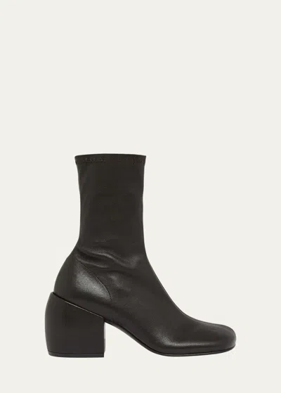 Dries Van Noten Lambskin Zip Block-heel Booties In Brown
