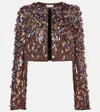 Dries Van Noten Bea Embellished Short Jacket In Brown