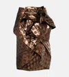 Dries Van Noten Lamé Midi Skirt In Brown