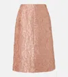 Dries Van Noten Lamé Midi Skirt In Pink